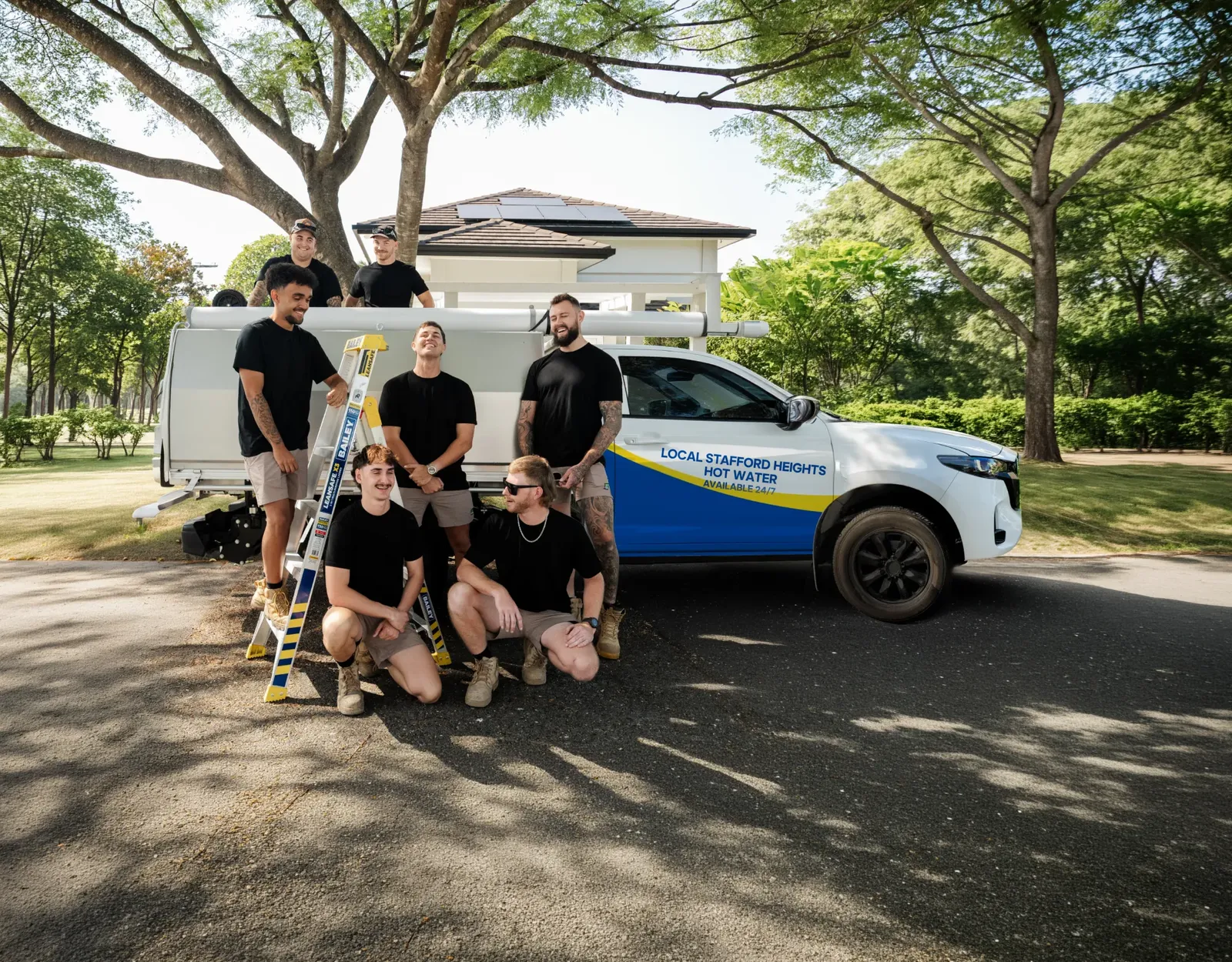 Local Stafford Heights Hot Water team and ute